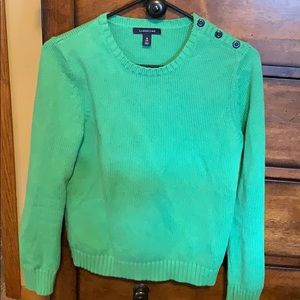Lands End ribbed long sleeve green sweater.
